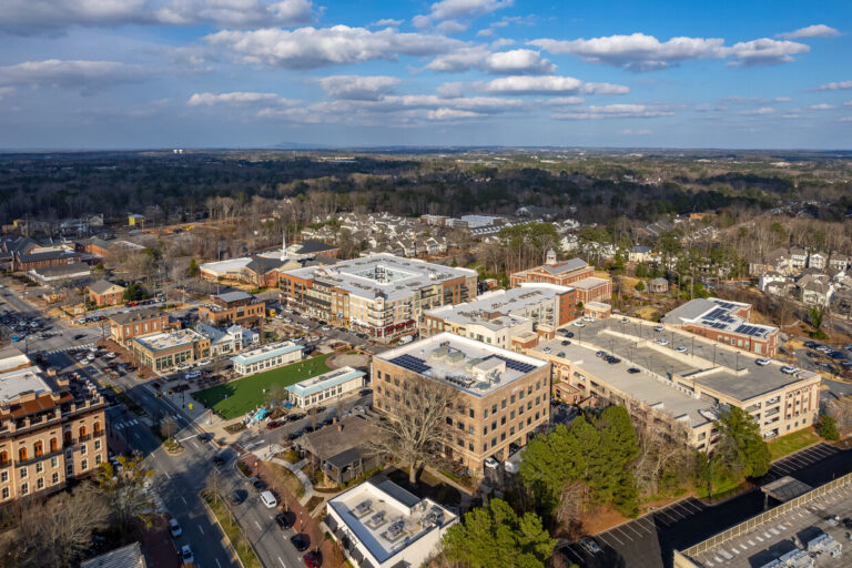 Bird's eye view of Alpharetta, GA.